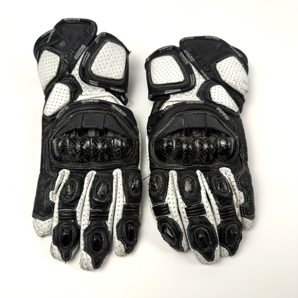 Sedici ST16 Motorcycle Gloves Medium Black Leather Armored Gauntlet Riding
